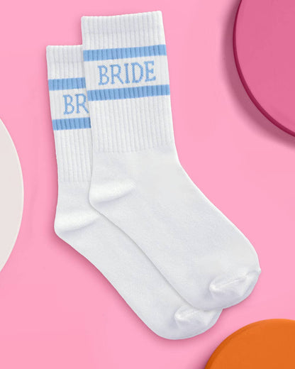 Something Blue BRIDE White Tube Socks