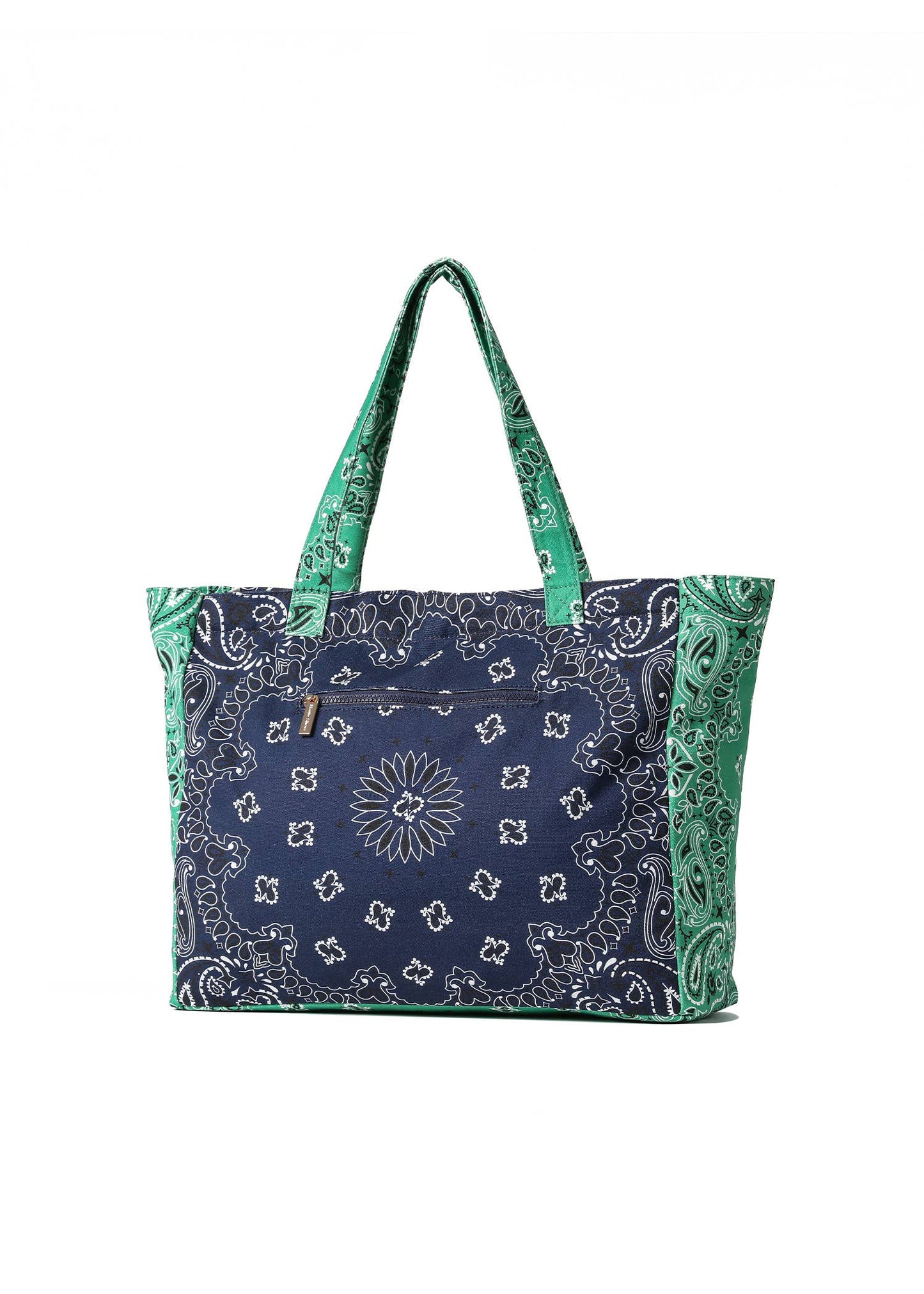 Bailey Navy/Green Bandana Print Canvas Tote