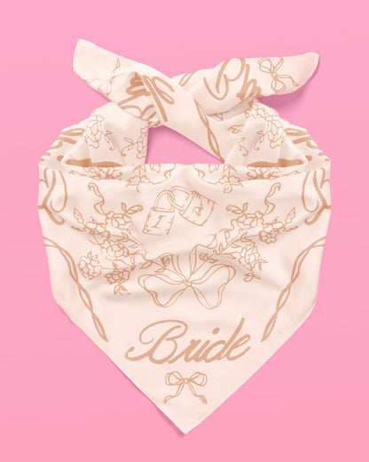 Bride Hair Scarf (White & Tan)