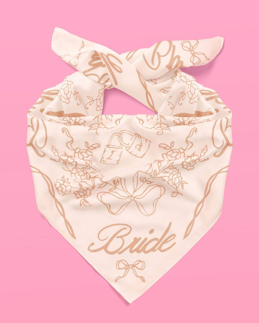 Bride Hair Scarf (White & Tan)