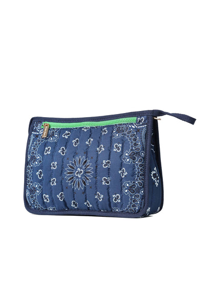 Beau Navy Bandana Print Pouch