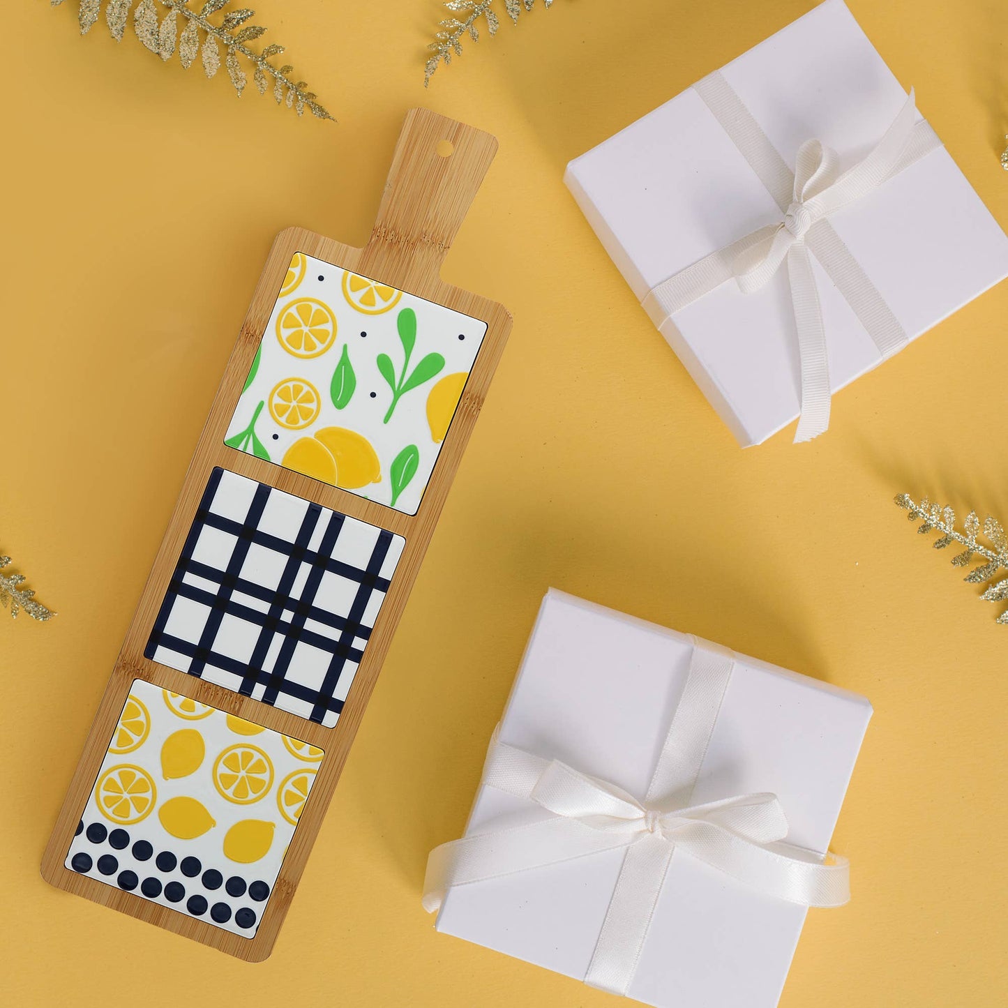 Lemons - 16.5" Bamboo & Ceramic Tile Trivet