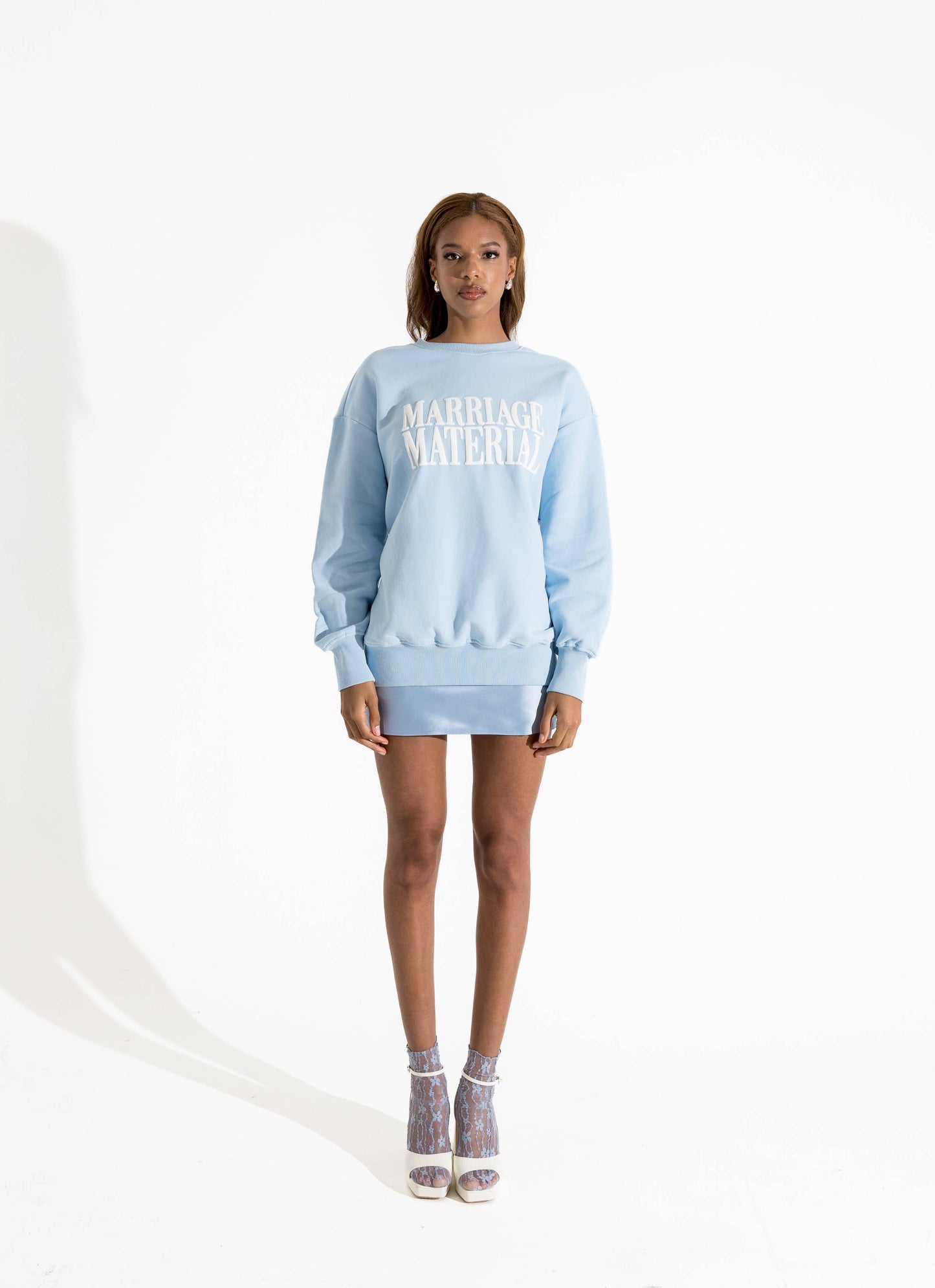 Oversized MARRIAGE MATERIAL™ Light Blue Crewneck