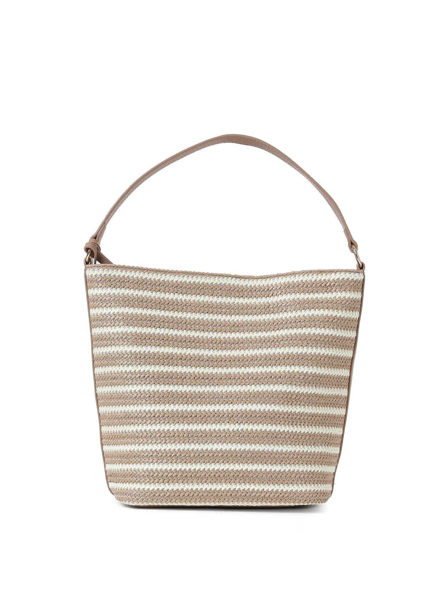 Celine Capri Raffia Shoulder Bag Beige and Tan Striped