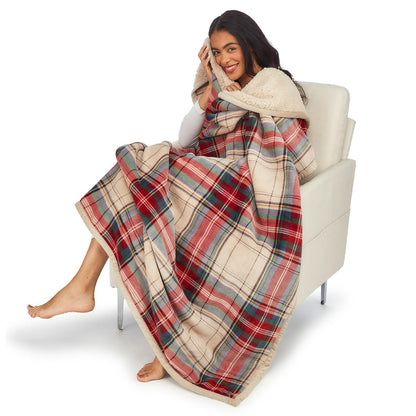Tartan and Sherpa Double Sided Throw