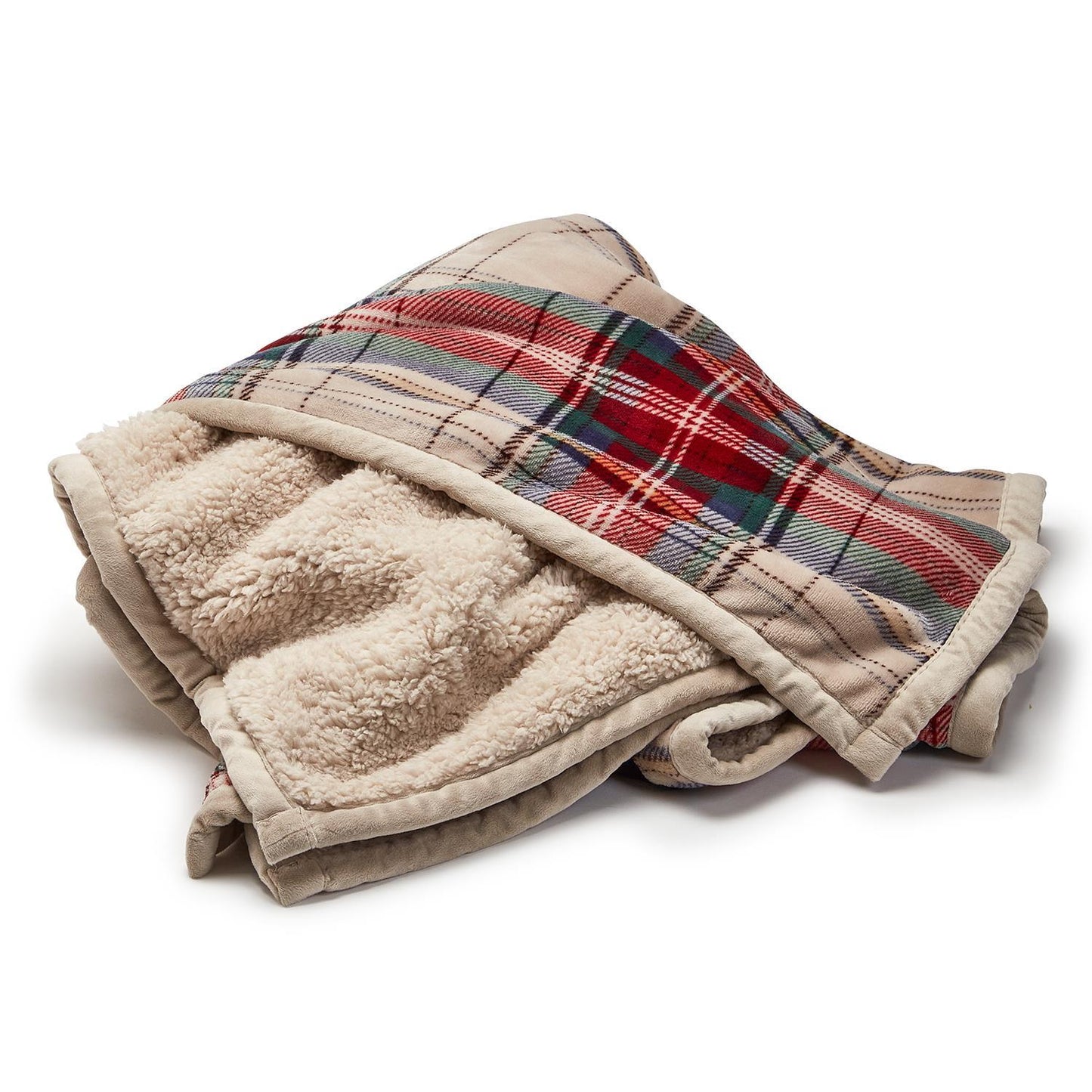 Tartan and Sherpa Double Sided Throw
