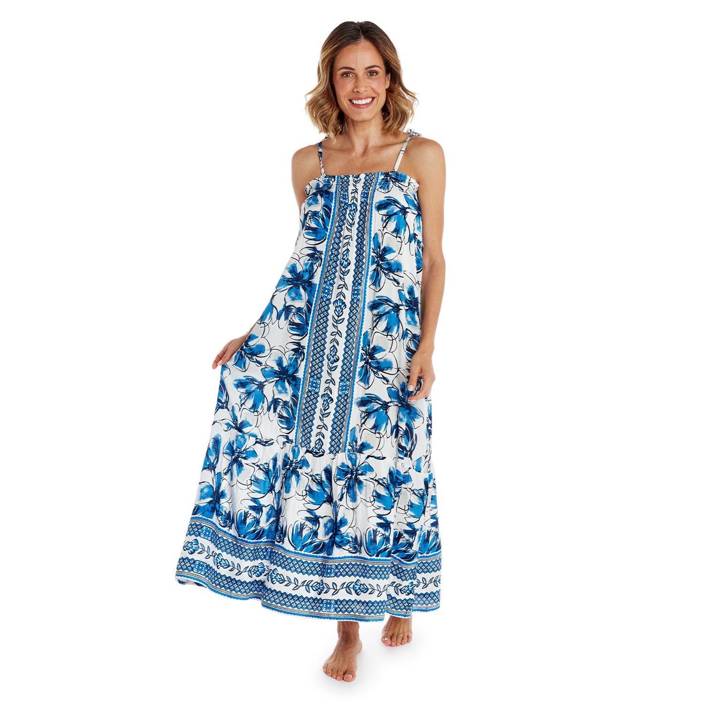 Blue and White Maxi Dress