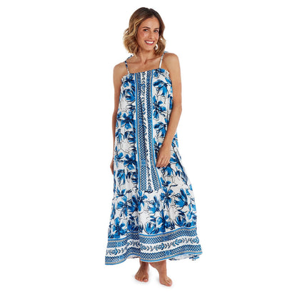 Blue and White Maxi Dress