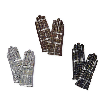 Tweedy Gloves with Color Flecks and Plush Lining and Touchscreen Fingertip