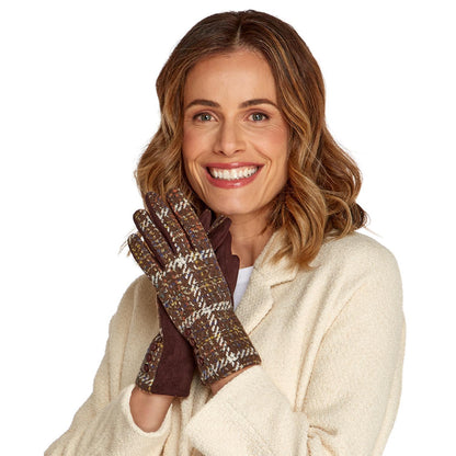 Tweedy Gloves with Color Flecks and Plush Lining and Touchscreen Fingertip