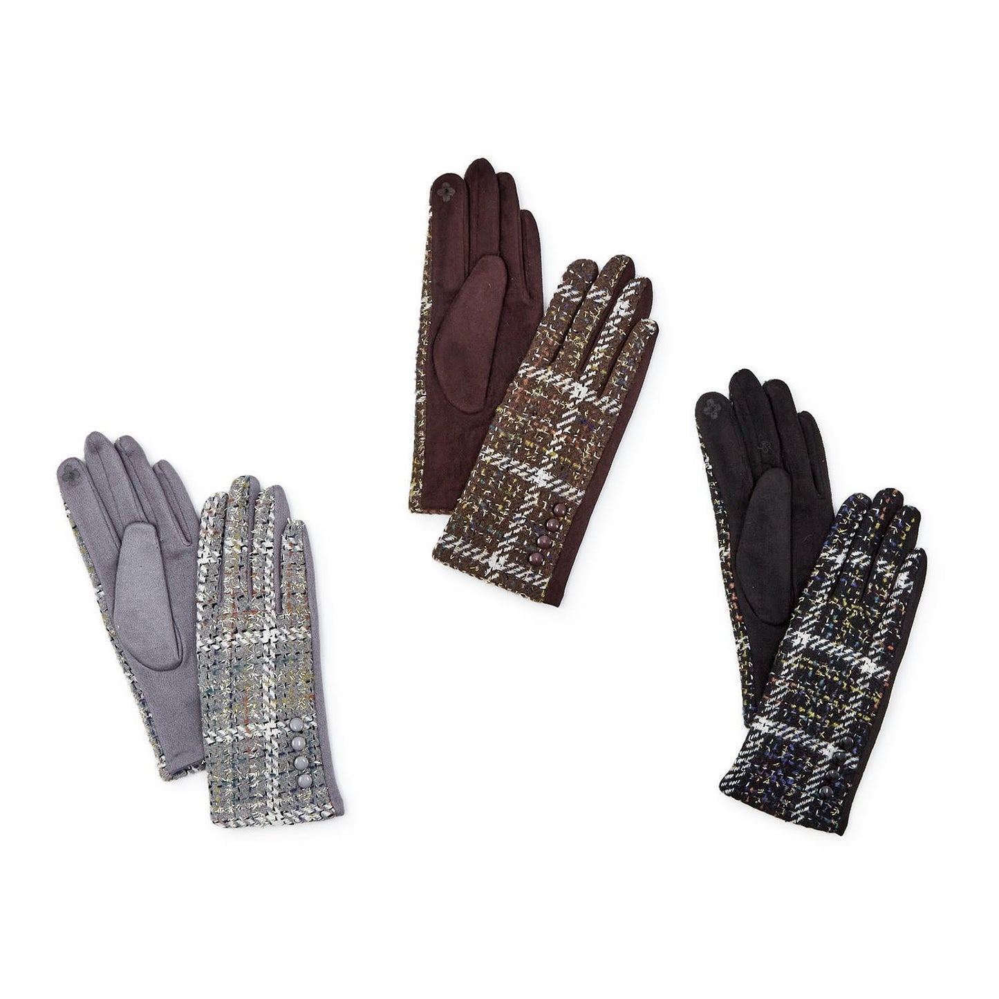 Tweedy Gloves with Color Flecks and Plush Lining and Touchscreen Fingertip
