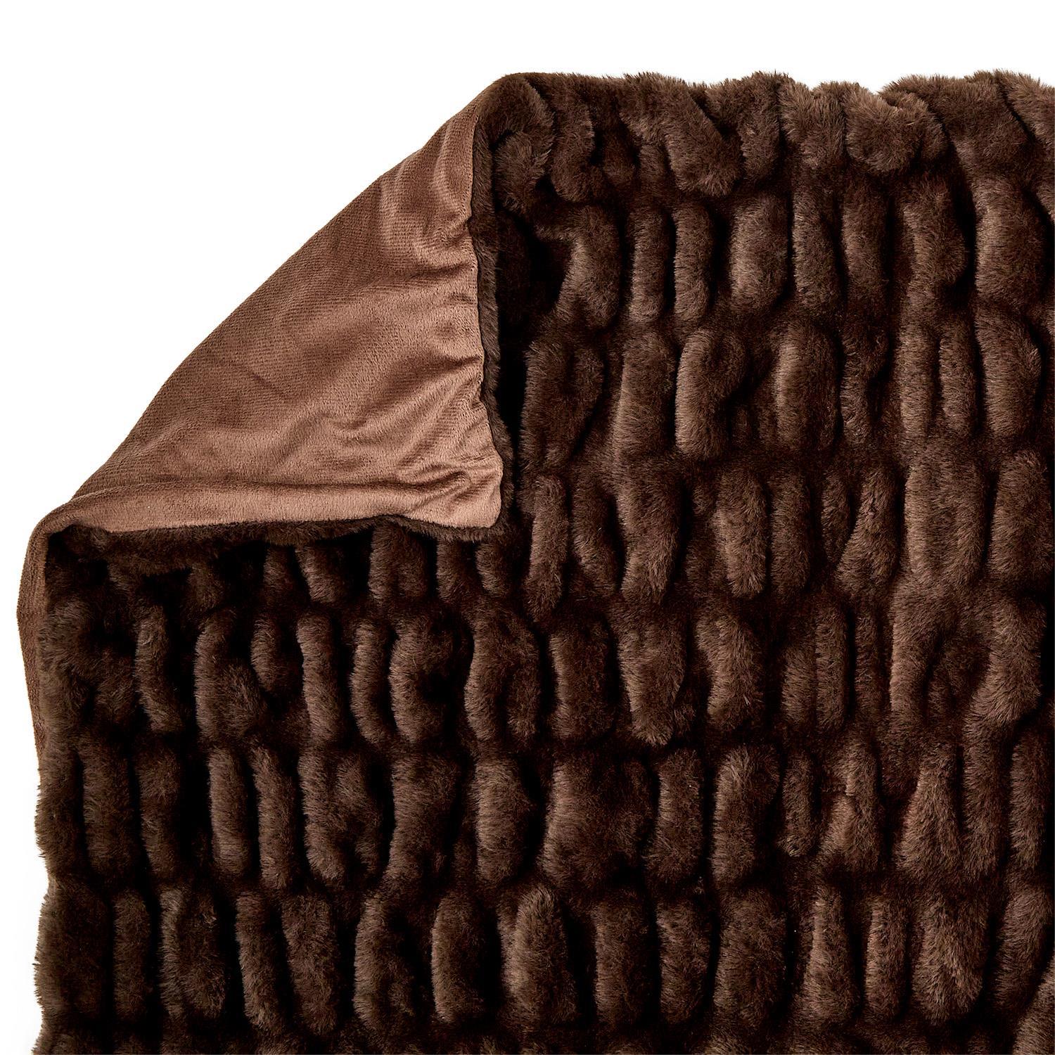 Brown Faux Fur Throw - Thumbnail 2