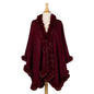 Burgundy Faux Fur Trim Wrap