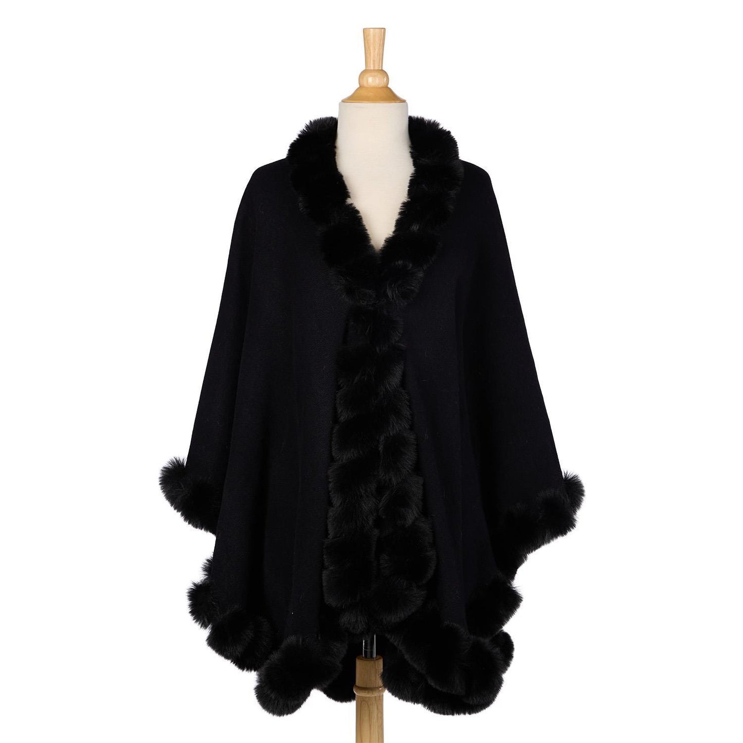 Black Faux Fur Trim Wrap