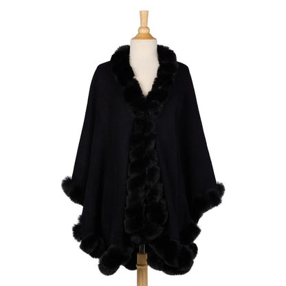 Black Faux Fur Trim Wrap