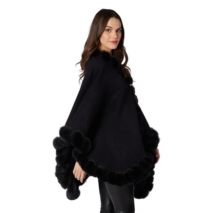 Black Faux Fur Trim Wrap