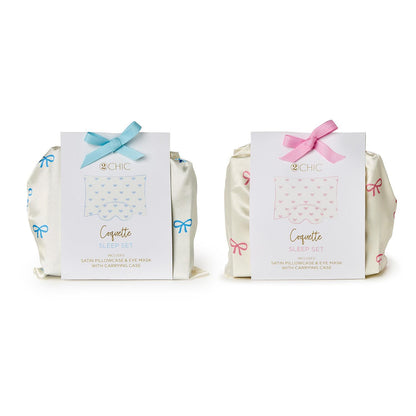 Bow Satin Pillowcase and Eye Mask Set (*Multiple Colors*)