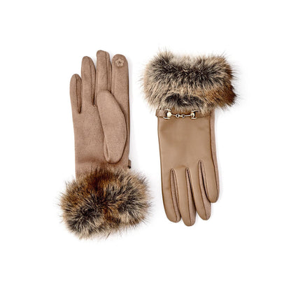 Vegan Leather Faux Fur Cuff Glove