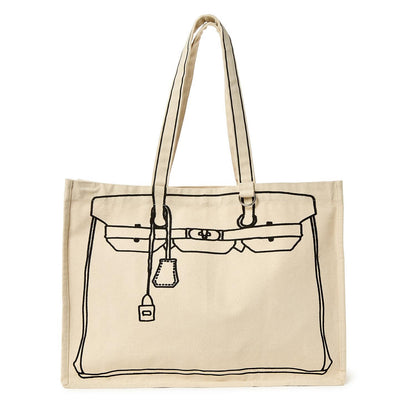 Tote de Luxe Cotton Canvas Tote with Sketch Bag Motif