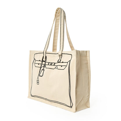 Tote de Luxe Cotton Canvas Tote with Sketch Bag Motif