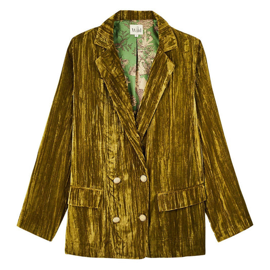 Crushed Velvet Jacket Olive