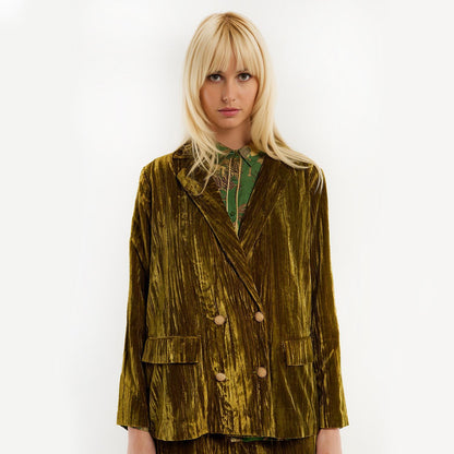 Crushed Velvet Jacket Olive