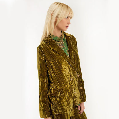 Crushed Velvet Jacket Olive