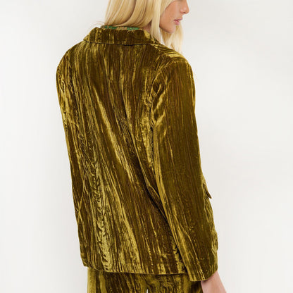 Crushed Velvet Jacket Olive