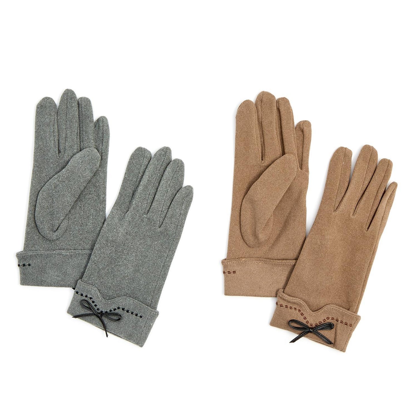 Everly Flannel Glove with Cuff and Bow Detail and Fleece Lining