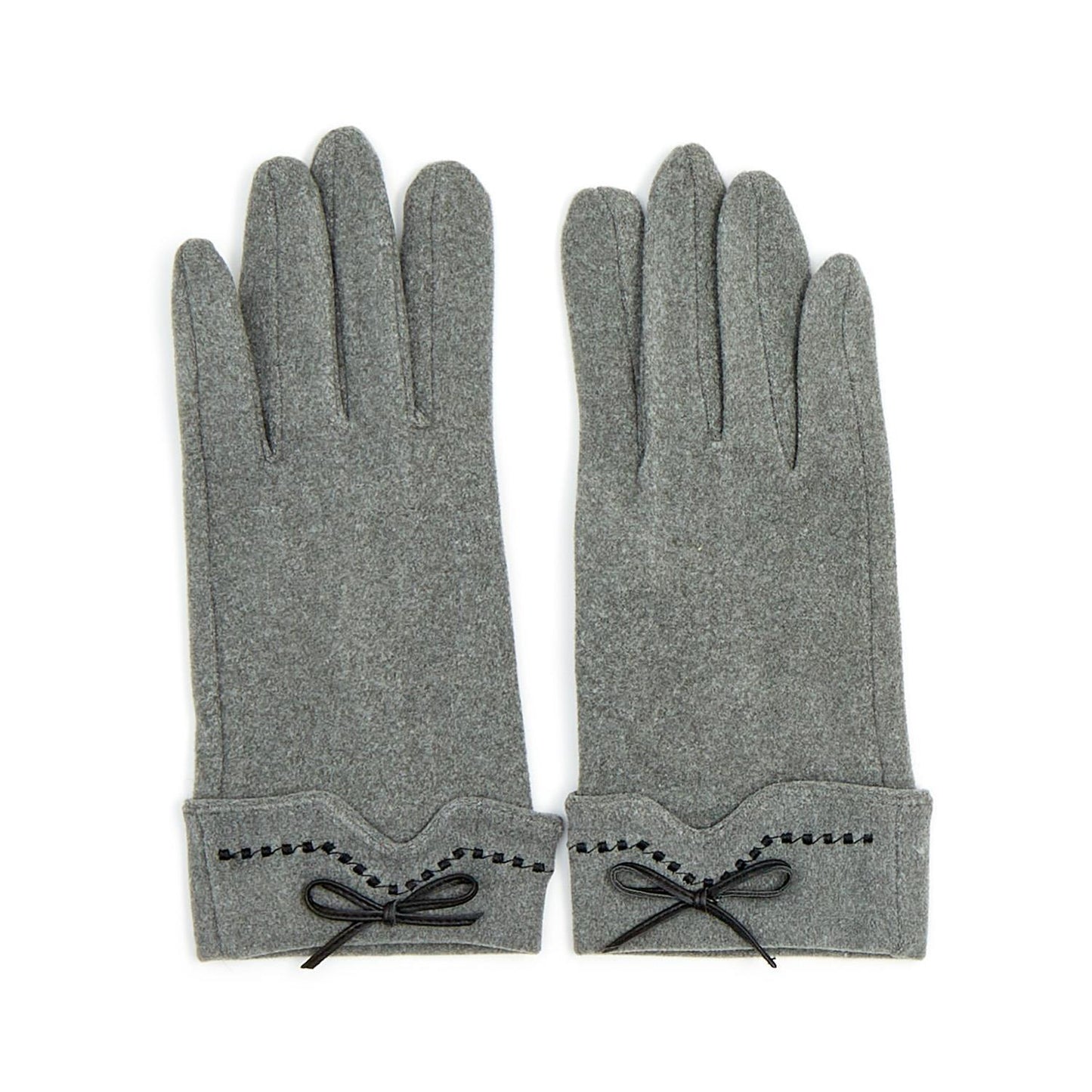 Everly Flannel Glove with Cuff and Bow Detail and Fleece Lining