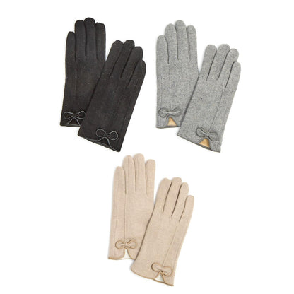 Haven Flannel Glove with Bow Detail and Fleece Lining