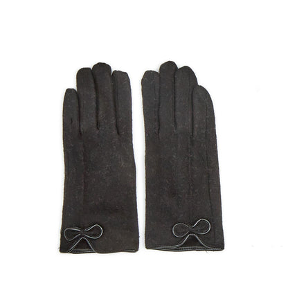 Haven Flannel Glove with Bow Detail and Fleece Lining