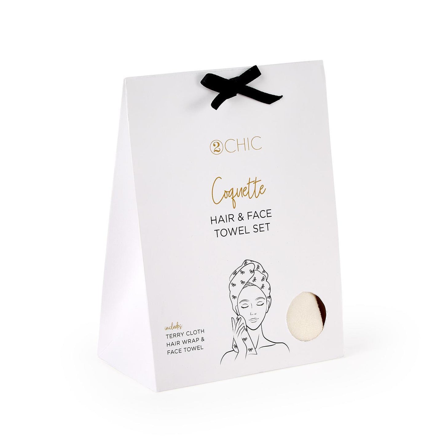 Noir Coquette Terry Cloth Hair Towel Wrap and Face Towel Set