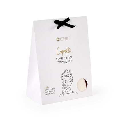 Noir Coquette Terry Cloth Hair Towel Wrap and Face Towel Set