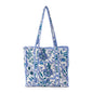 Coastal Cool Cotton Block Printed Reversible Tote with Lining in Coordinating Blue and White Bamboo Print