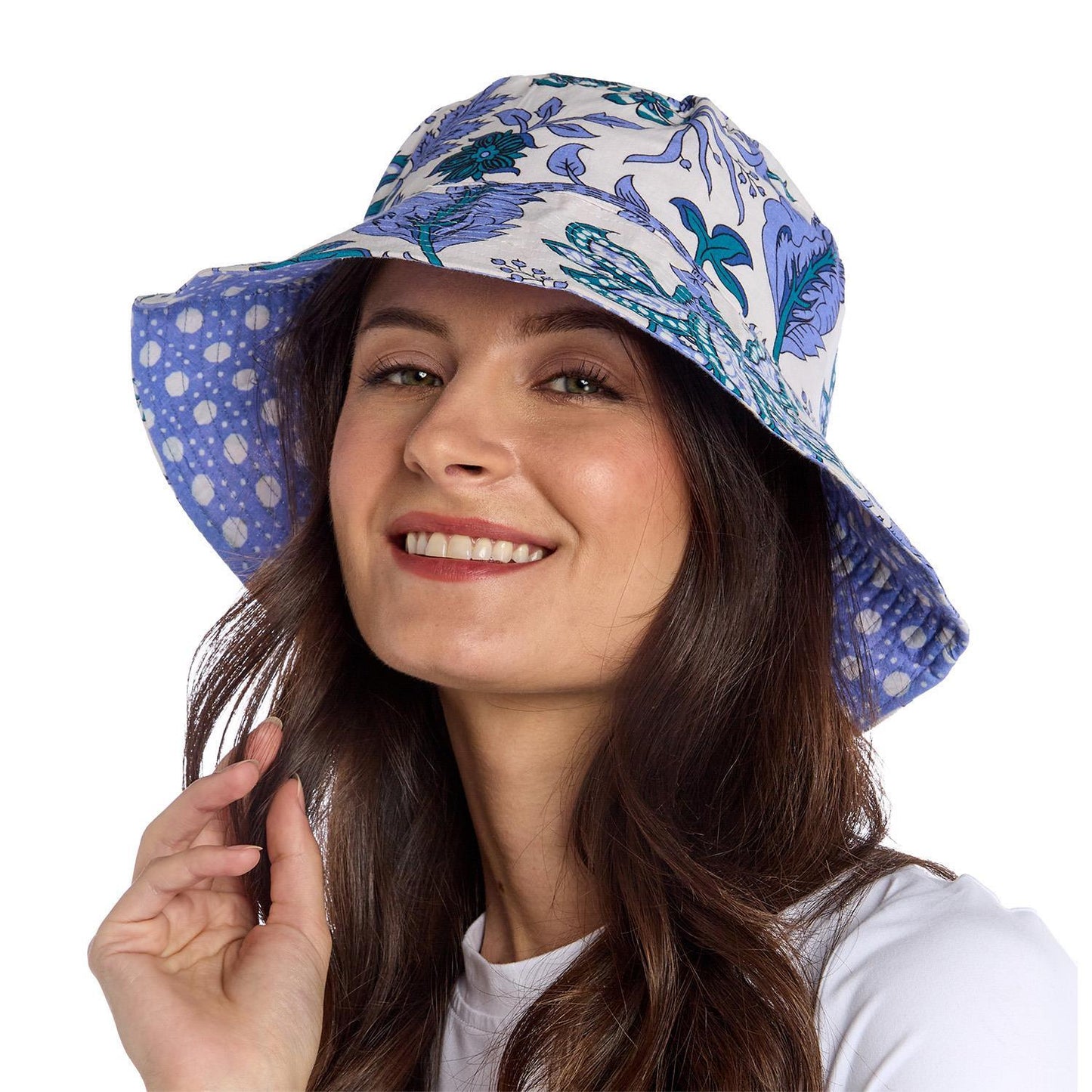 Coastal Cool Cotton Block Printed Reversible Sun Hat
