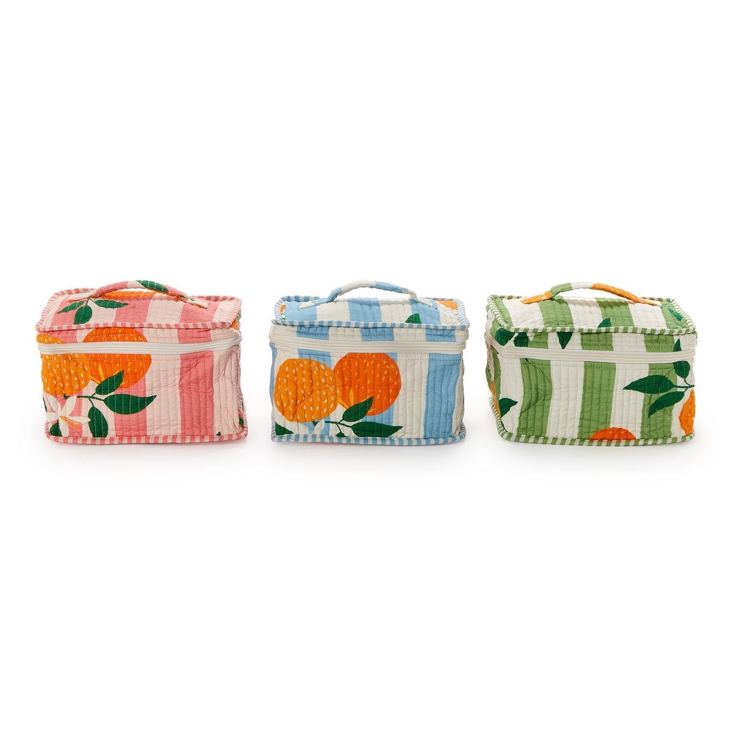 Orange Grove Cotton Block Printed Toiletry Train Case