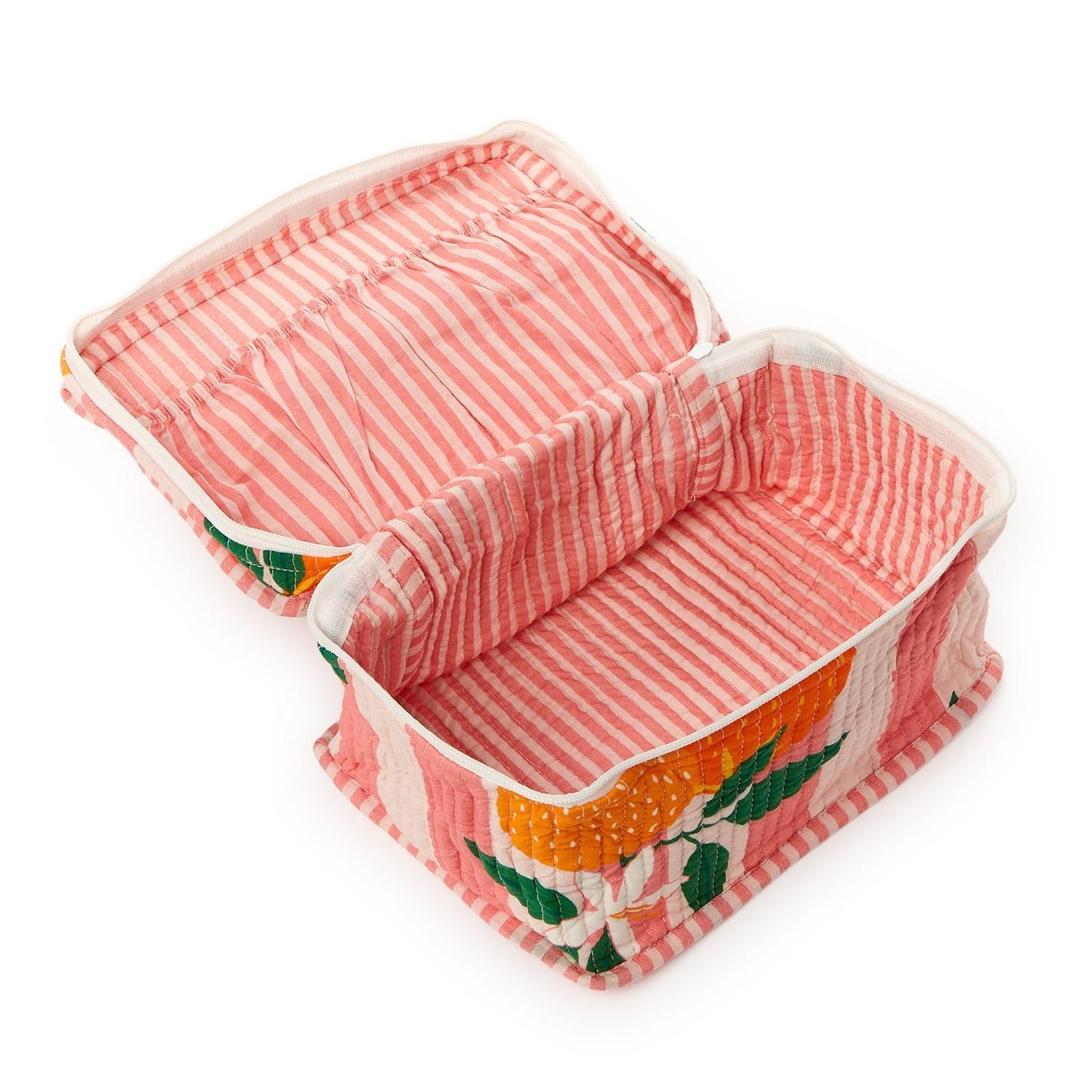 Orange Grove Cotton Block Printed Toiletry Train Case