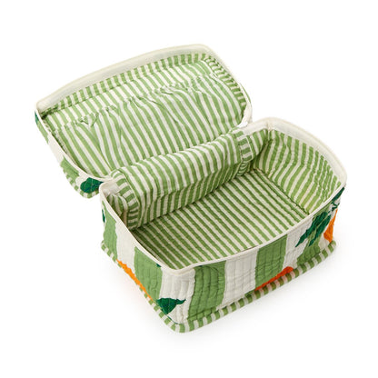 Orange Grove Cotton Block Printed Toiletry Train Case