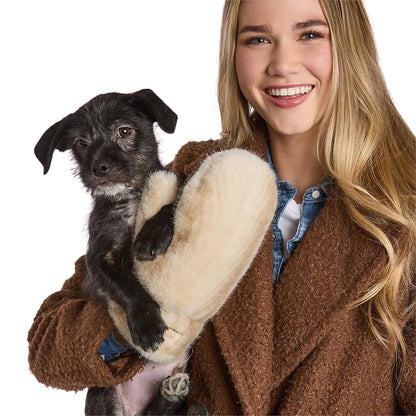 Polar Plush Mittens with Tonal Chevron Pattern and Fleece Lining