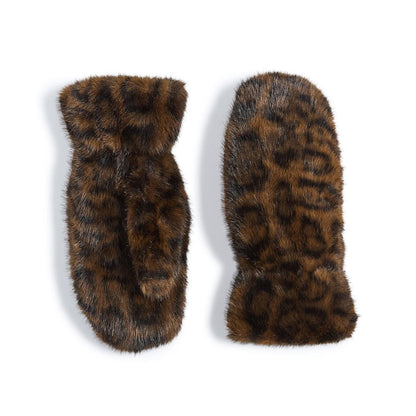 Arctic Luxe Mittens Faux Fur Leopard Print Design with Fleece Lining