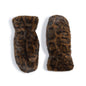 Arctic Luxe Mittens Faux Fur Leopard Print Design with Fleece Lining