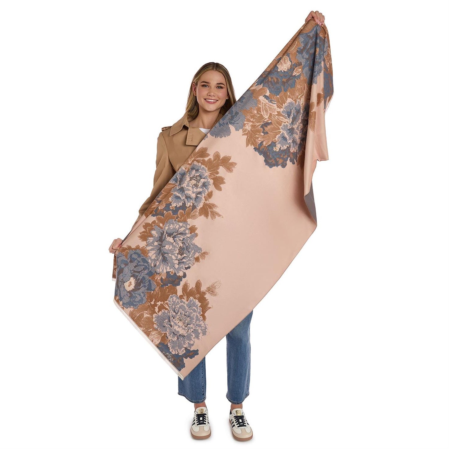 Studio Floral Motif Double Sided Softer than Cashmere Shawl