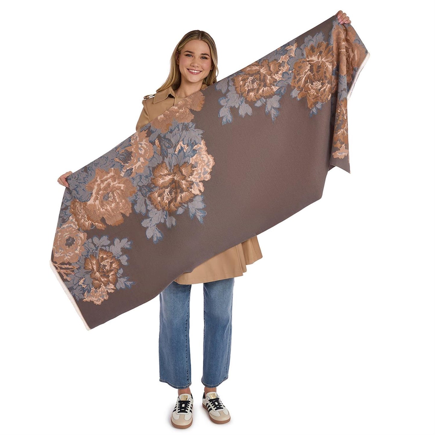 Studio Floral Motif Double Sided Softer than Cashmere Shawl
