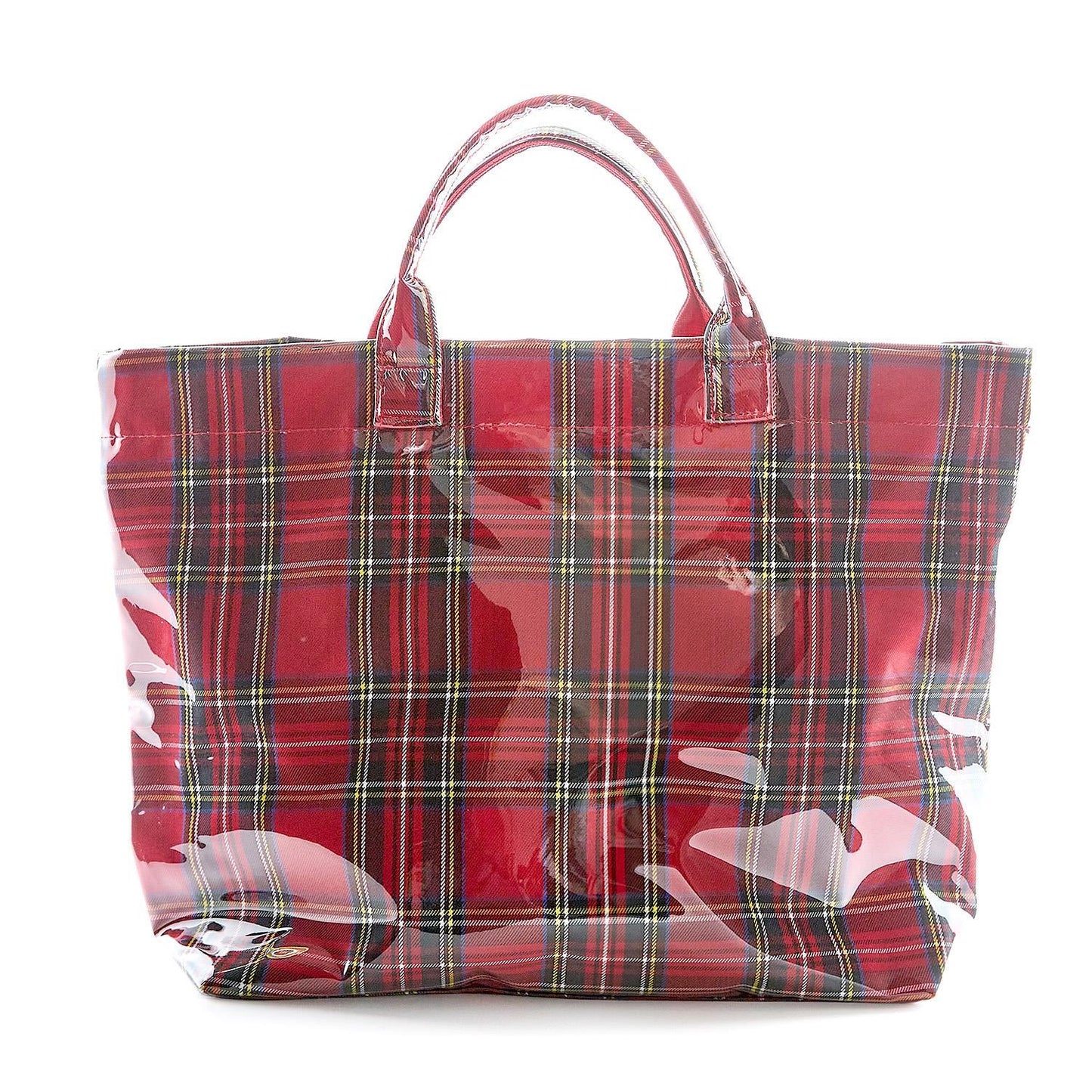 Tartan Tote with PVC Coated Exterior and Top Handles with Lined Interior with Pockets