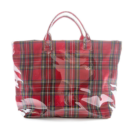 Tartan Tote with PVC Coated Exterior and Top Handles with Lined Interior with Pockets
