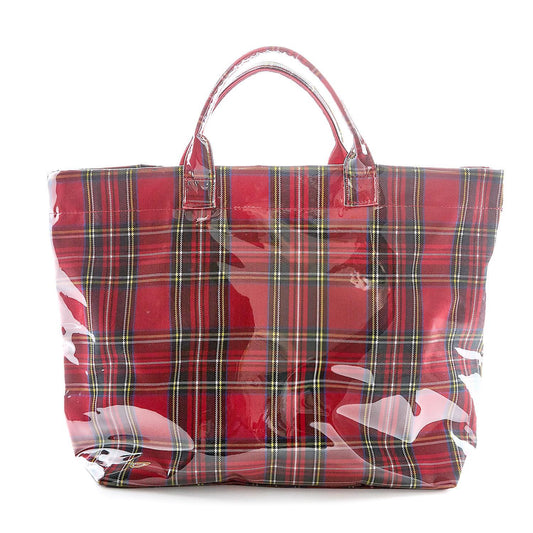 Tartan Tote with PVC Coated Exterior and Top Handles with Lined Interior with Pockets