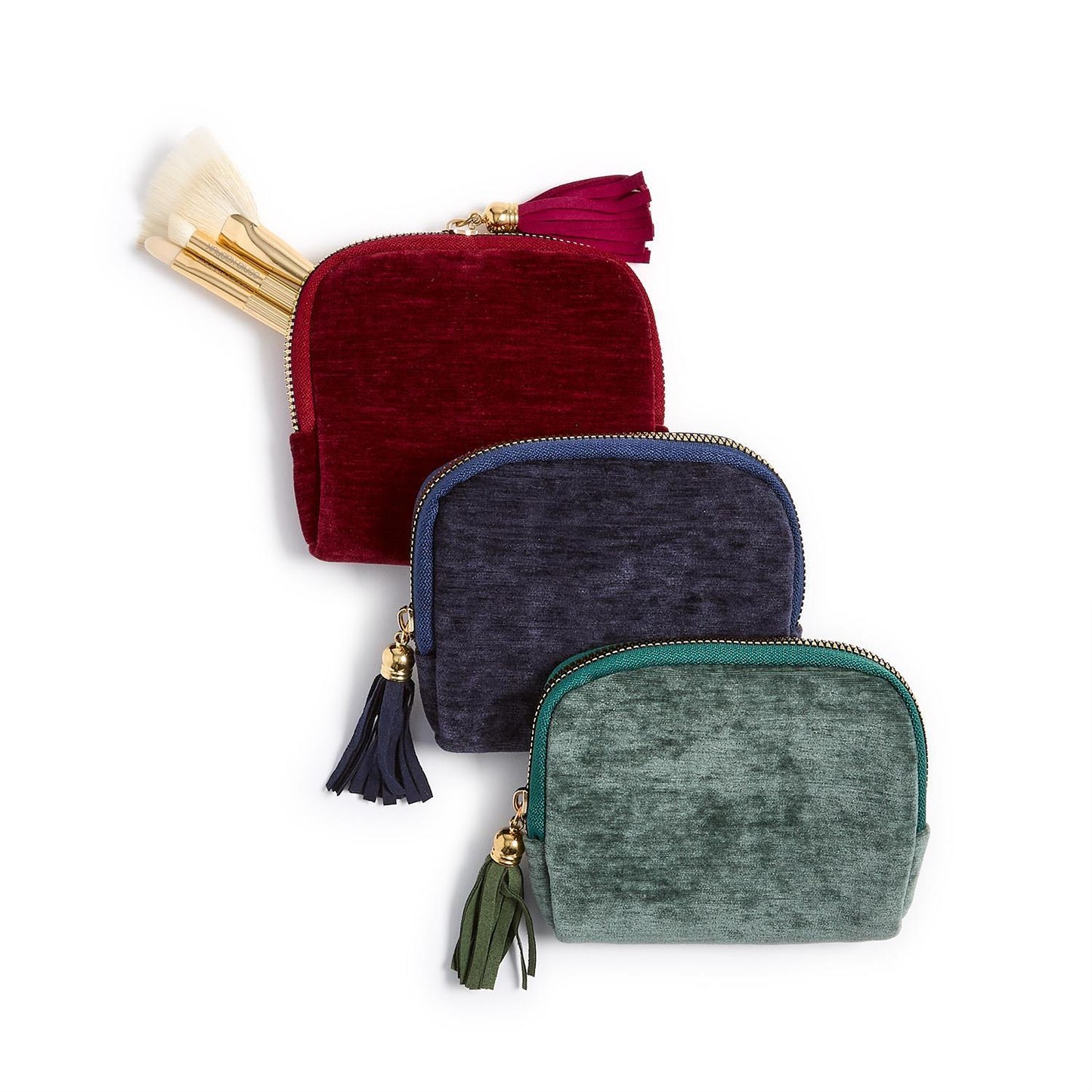 Perfectly Sorted Textured Velvet Pouch with Organized Interior