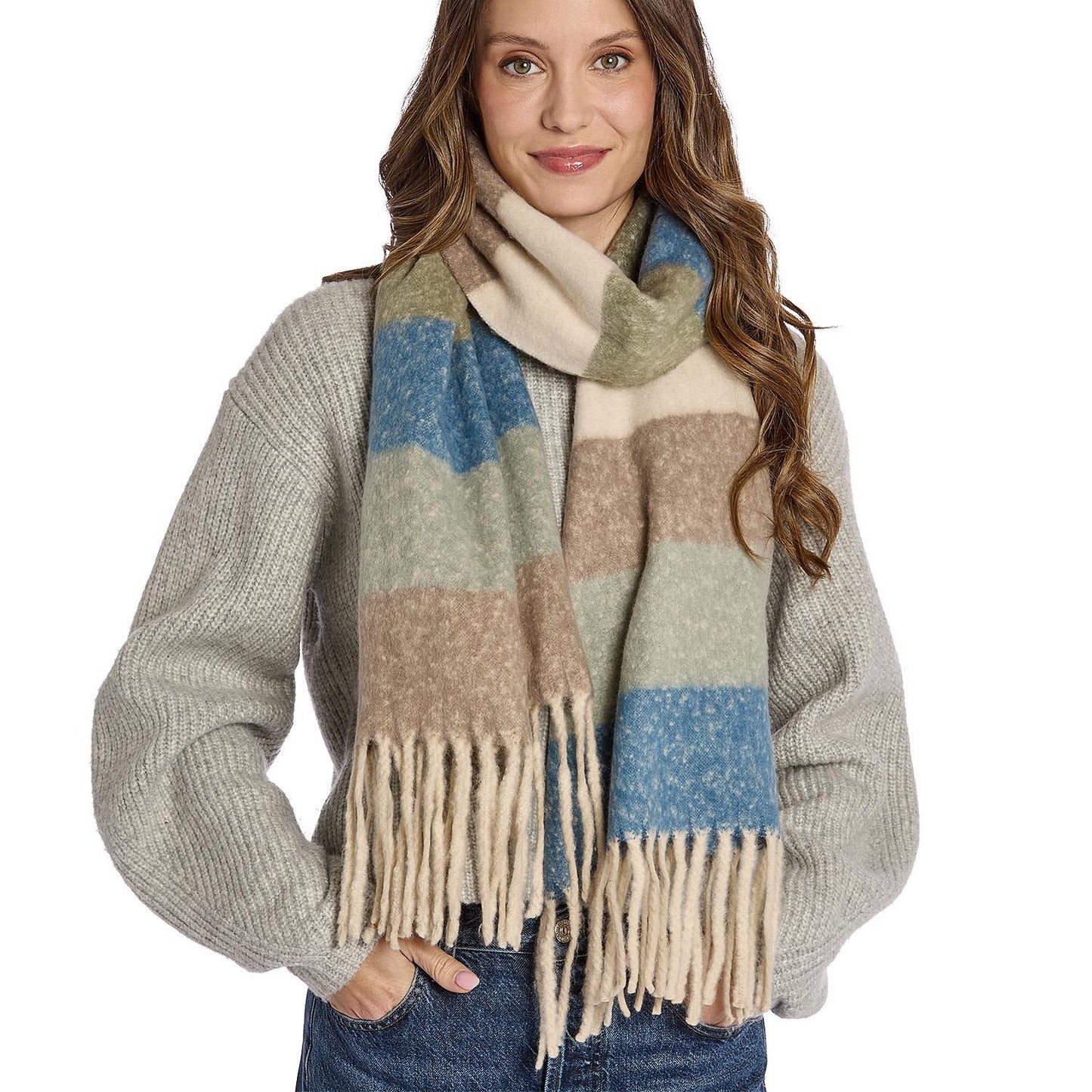 Soft Horizon Super Soft Scarf with Fringe Edges