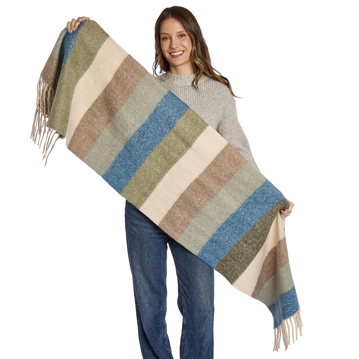 Soft Horizon Super Soft Scarf with Fringe Edges